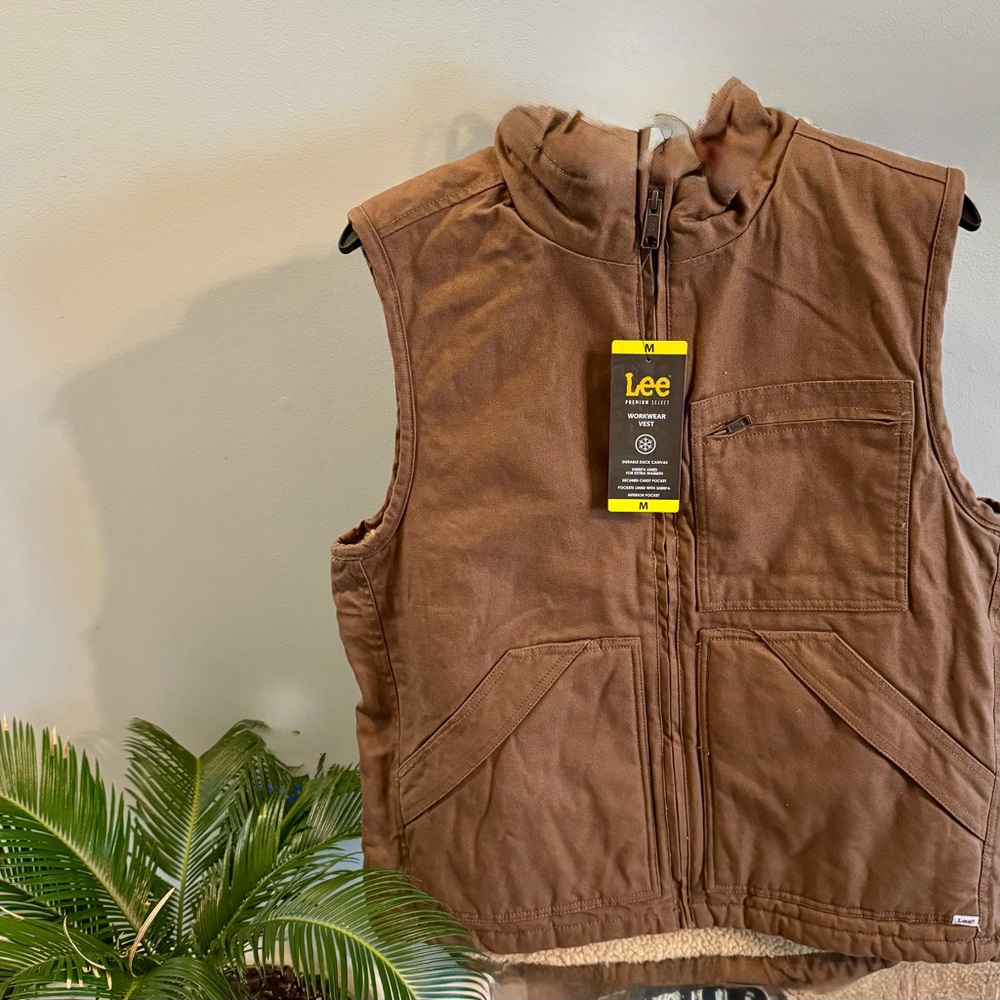 Duck Vest Men’s LEE Brand Sherpa Lined 100% Cotton Full Zip Pockets NWT (4)